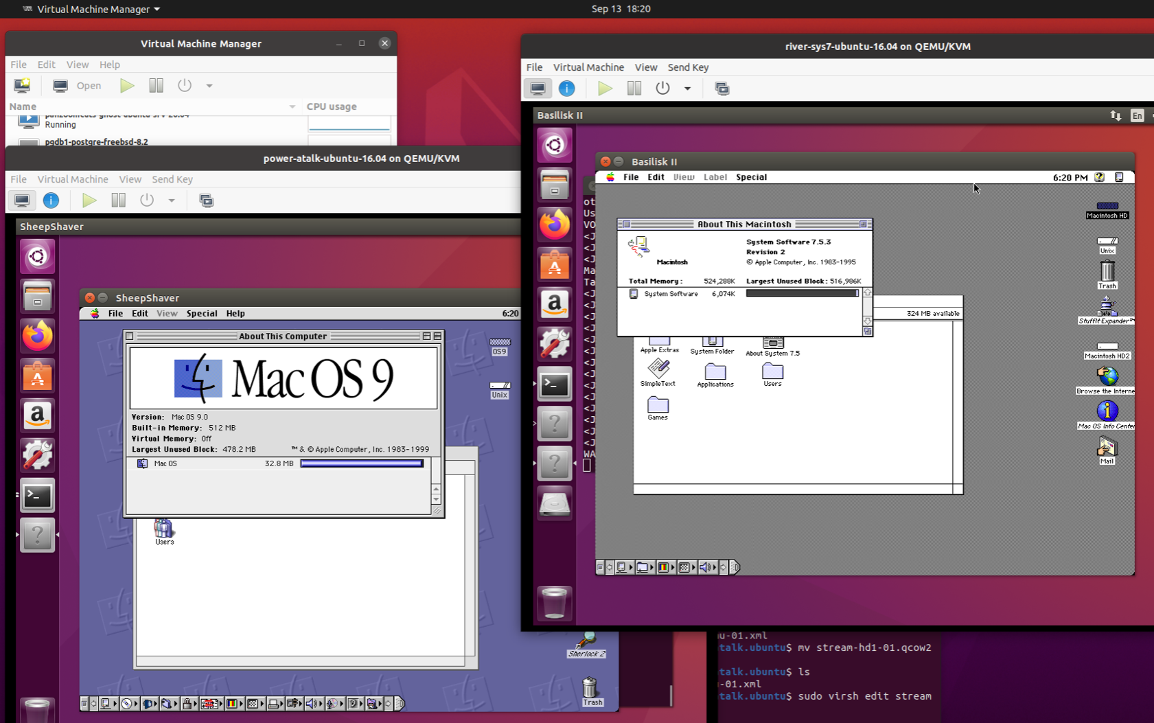 Basilisk II, SheepShaver & AppleTalk on Ubuntu (QEMU/KVM)